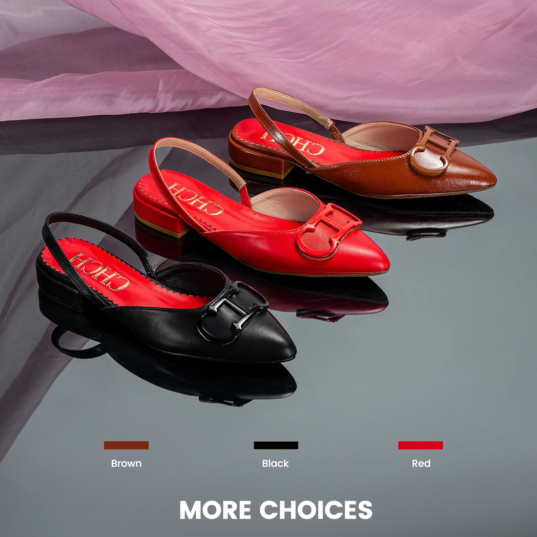 Elegant Low-Heel with Buckle Detail Slingback Women's Sandals