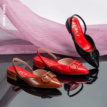 Elegant Low-Heel with Buckle Detail Slingback Women's Sandals