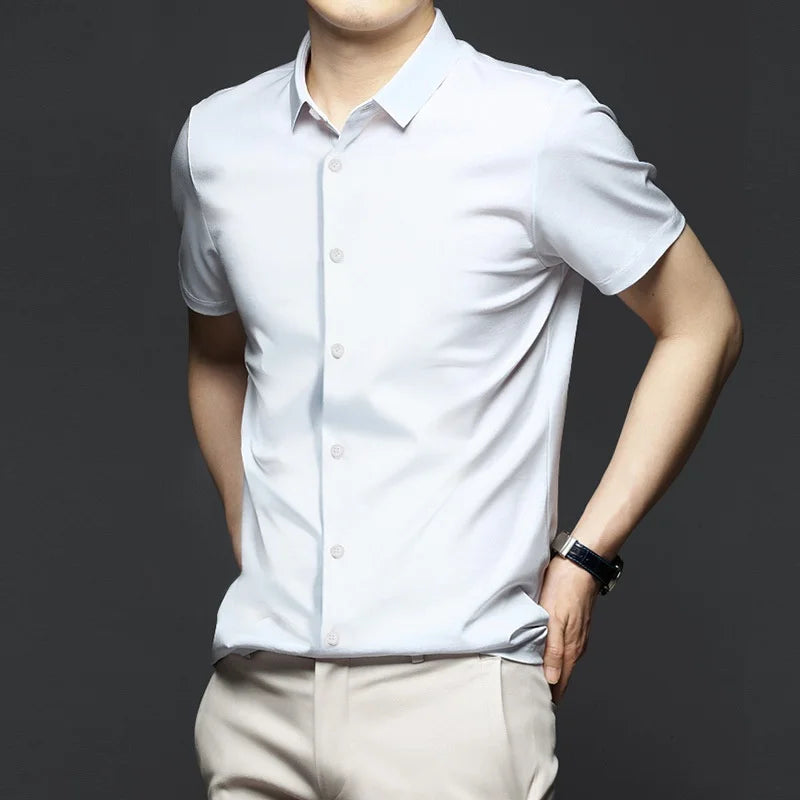 Anti-Wrinkle Slim Fit Short Sleeve Men's Shirt